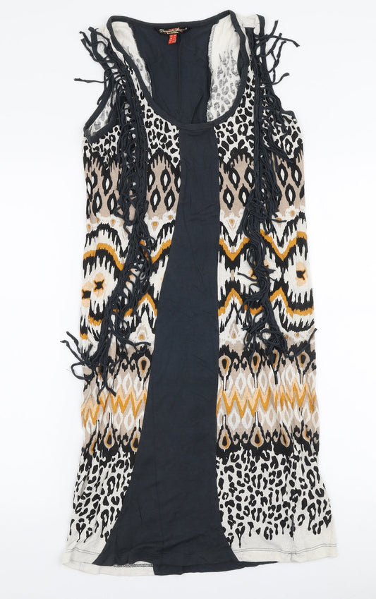 Diamonds Forever Womens Multicoloured Animal Print Viscose Pencil Dress Size 12 Round Neck Pullover
