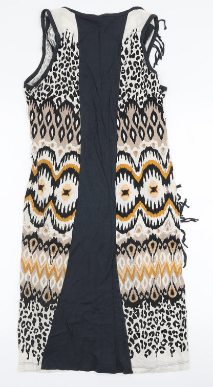 Diamonds Forever Womens Multicoloured Animal Print Viscose Pencil Dress  Size 12  Round Neck Pullover