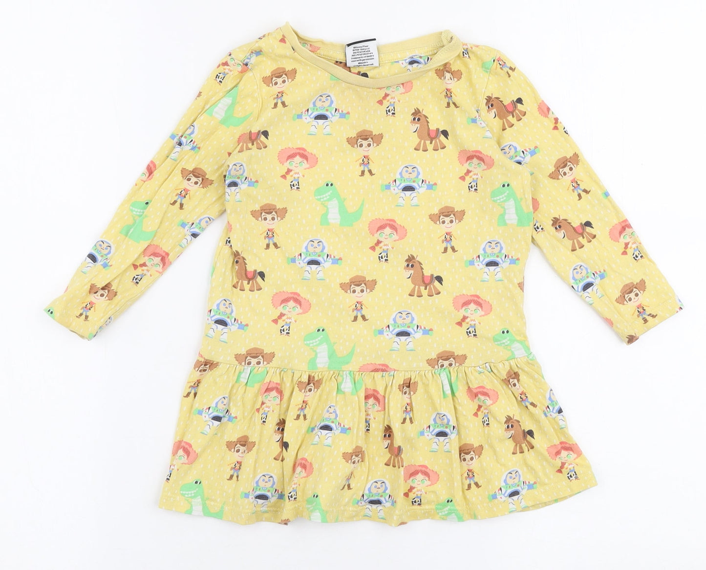 George Girls Yellow  100% Cotton A-Line  Size 18-24 Months  Round Neck Pullover - Toy story Disney