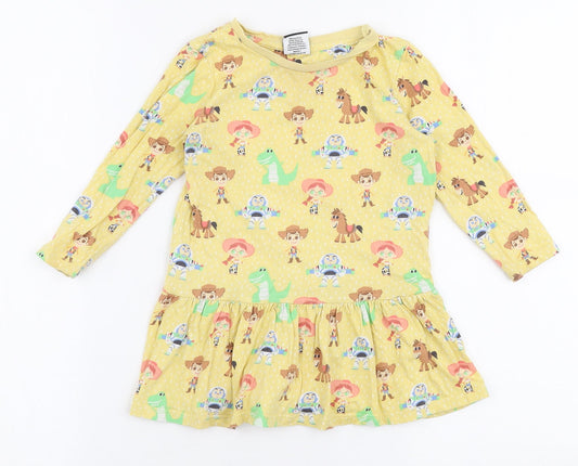 George Girls Yellow  100% Cotton A-Line  Size 18-24 Months  Round Neck Pullover - Toy story Disney