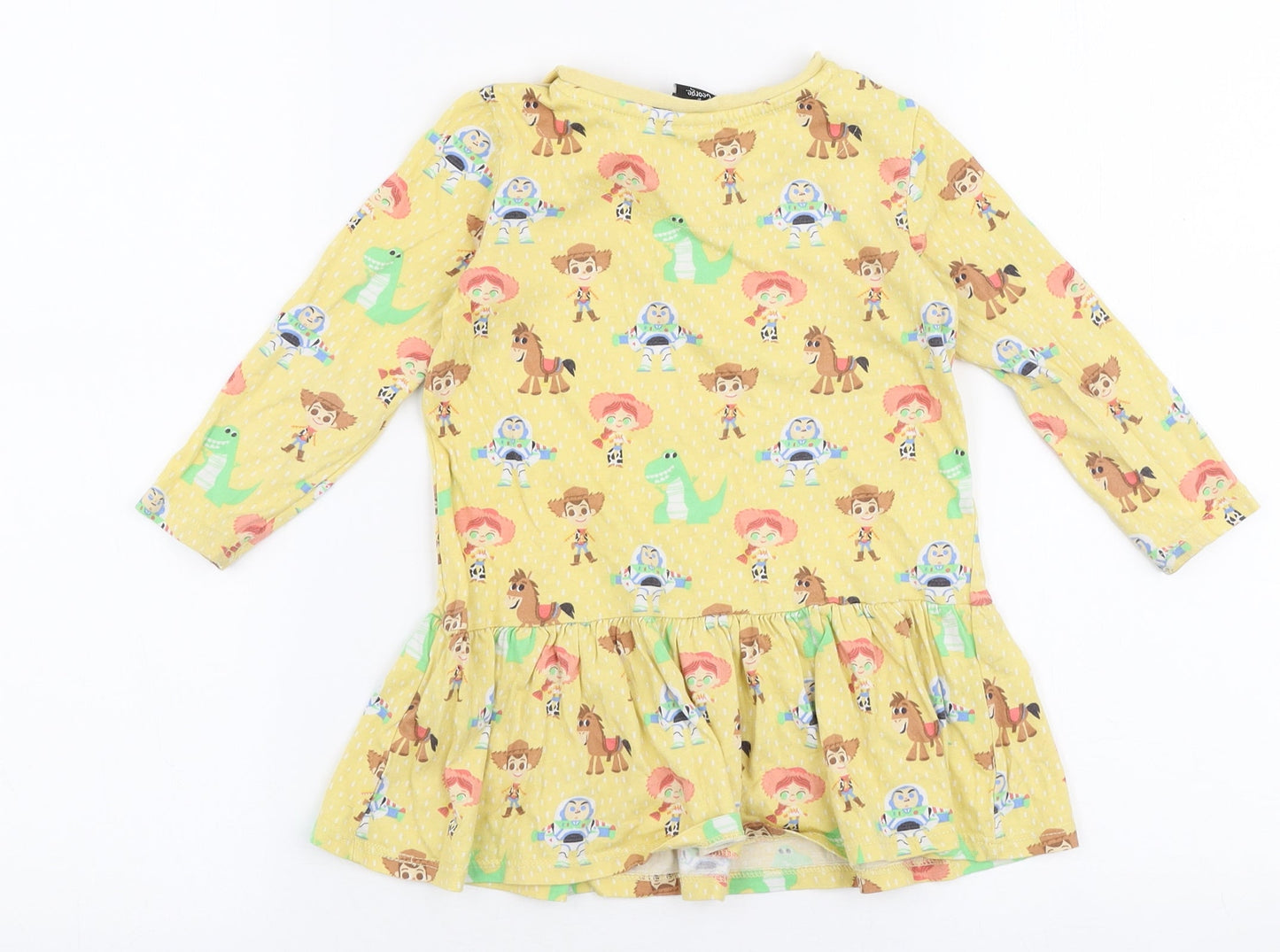George Girls Yellow  100% Cotton A-Line  Size 18-24 Months  Round Neck Pullover - Toy story Disney