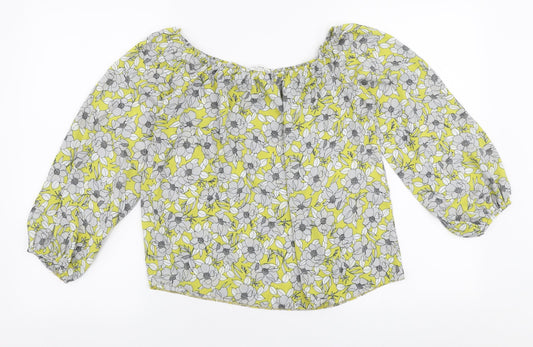 Miss Selfridge Womens Multicoloured Floral Polyester Basic Blouse Size 8 Off the Shoulder