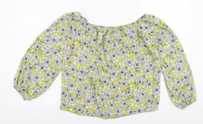 Miss Selfridge Womens Multicoloured Floral Polyester Basic Blouse Size 8 Off the Shoulder
