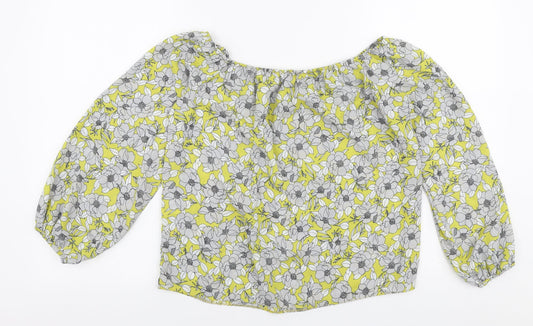 Miss Selfridge Womens Multicoloured Floral Polyester Basic Blouse Size 8 Off the Shoulder