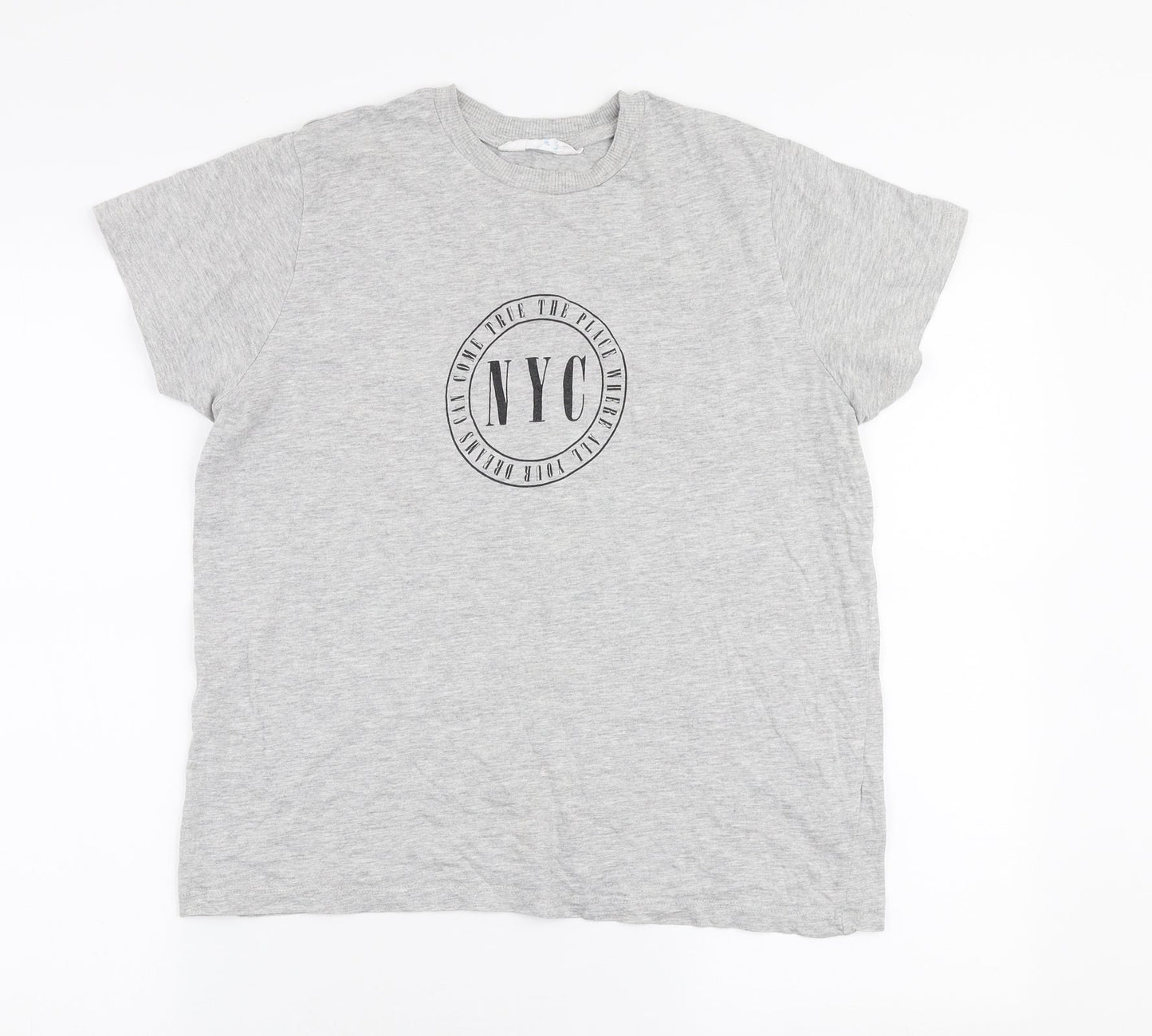 Primark Womens Grey  100% Cotton Jersey T-Shirt Size S Round Neck - Nyc