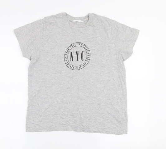 Primark Womens Grey  100% Cotton Jersey T-Shirt Size S Round Neck - Nyc
