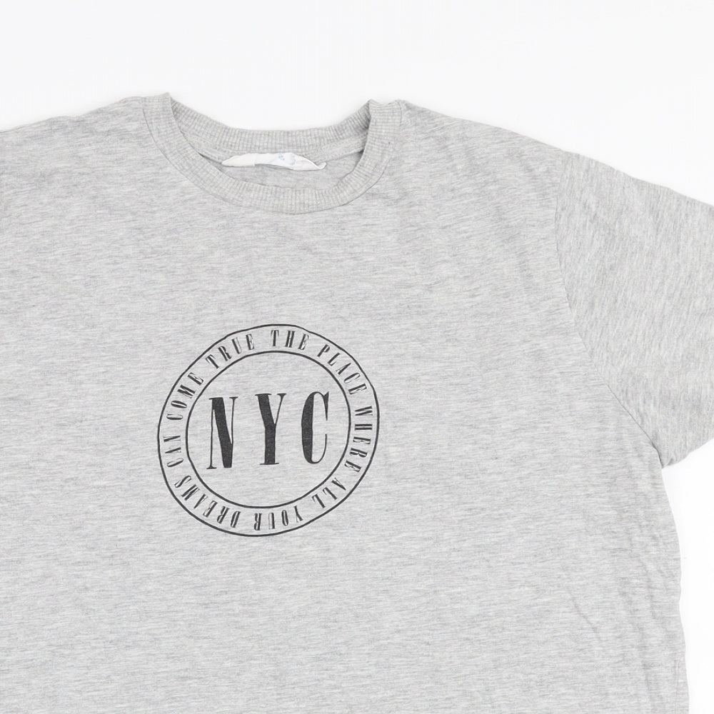 Primark Womens Grey  100% Cotton Jersey T-Shirt Size S Round Neck - Nyc
