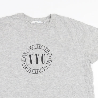 Primark Womens Grey  100% Cotton Jersey T-Shirt Size S Round Neck - Nyc
