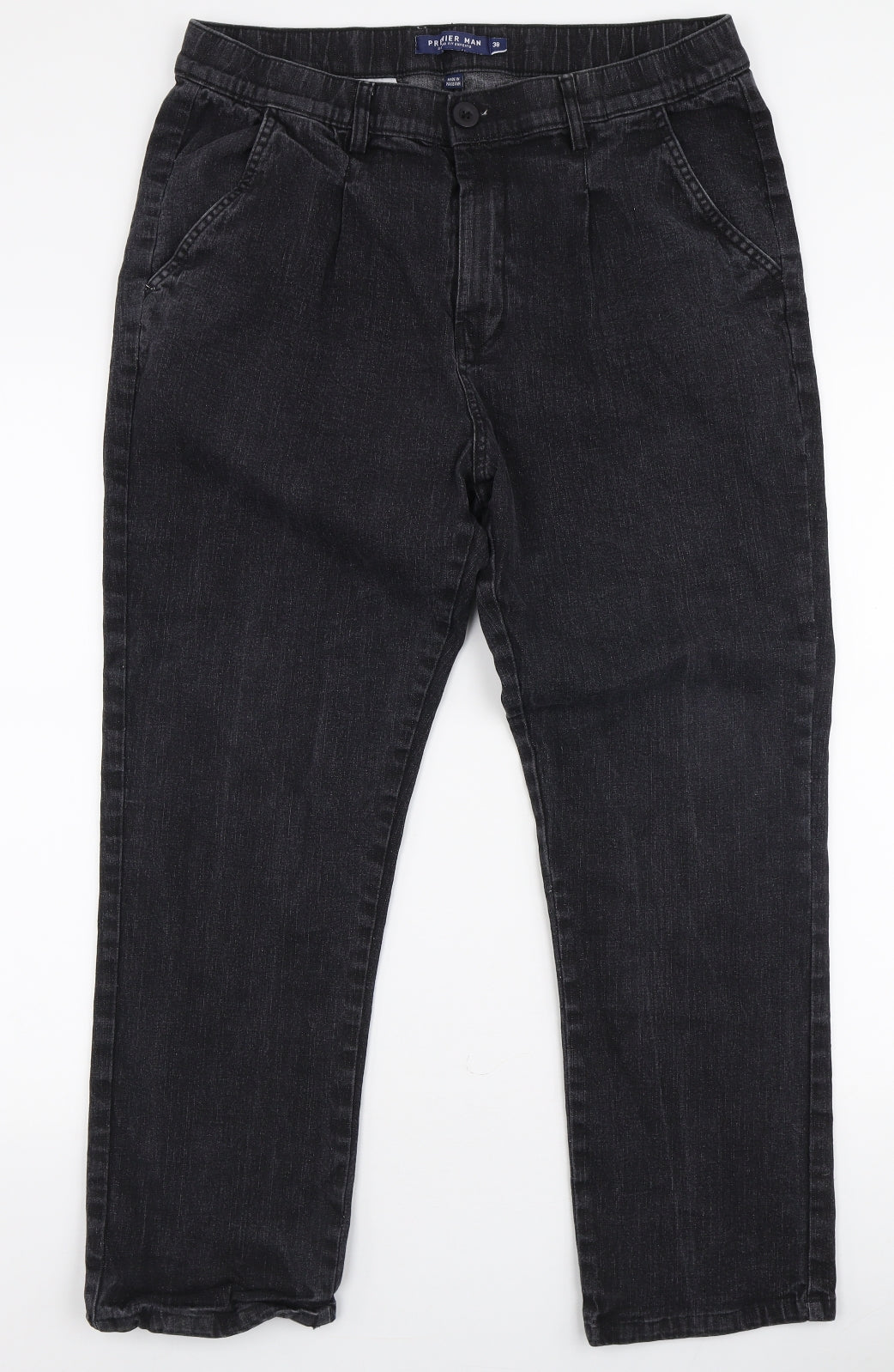 Mens UK Size 38 in Premiere Man Regular Fit Straight Grey Jeans