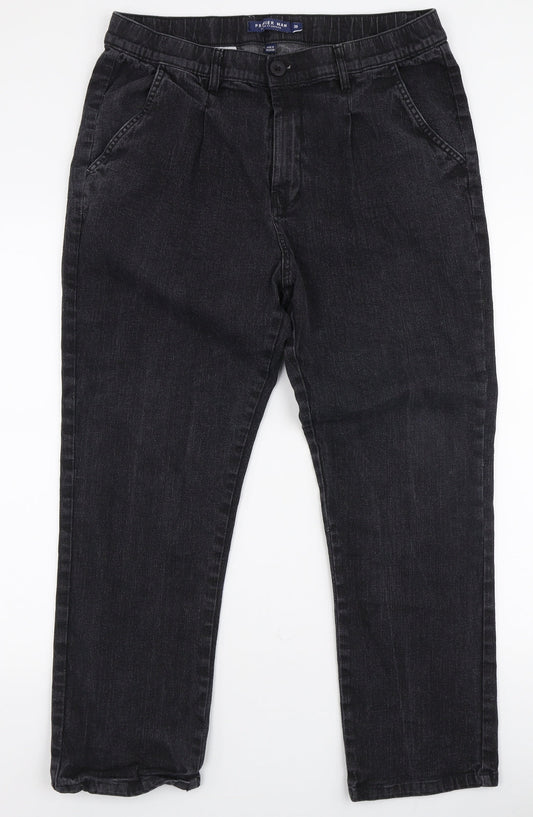 Mens UK Size 38 in Premiere Man Regular Fit Straight Grey Jeans