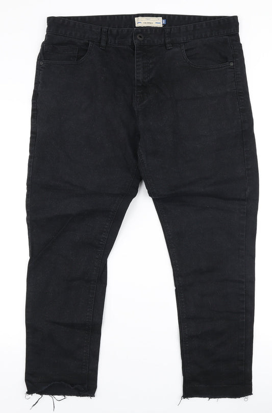 NEXT Mens Black  Cotton Straight Jeans Size 36 in L26 in Regular Zip