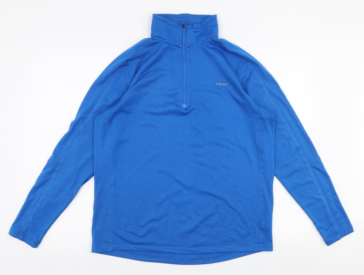 Additional front view of Hind men’s blue polyester pullover sweatshirt, size M