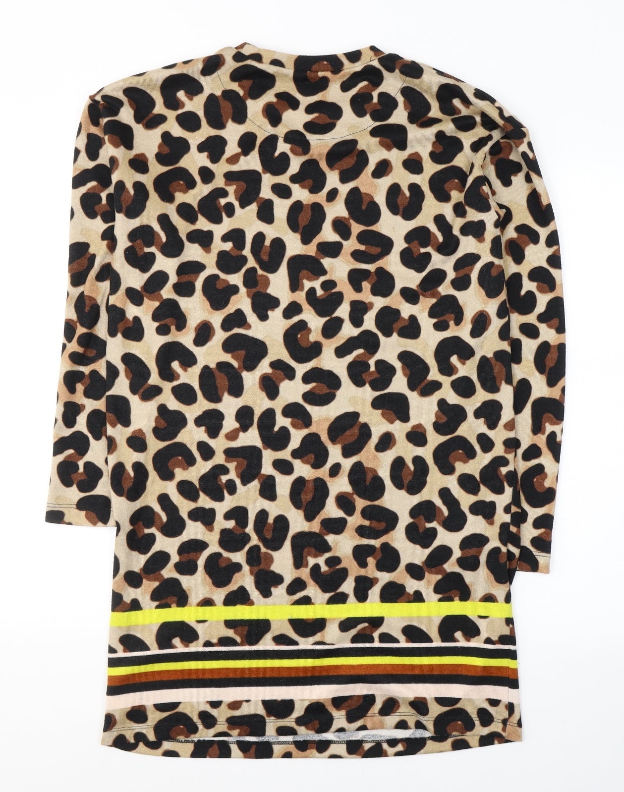 F&F Womens Beige Animal Print Polyester Jacket Dress  Size 12  Round Neck Pullover