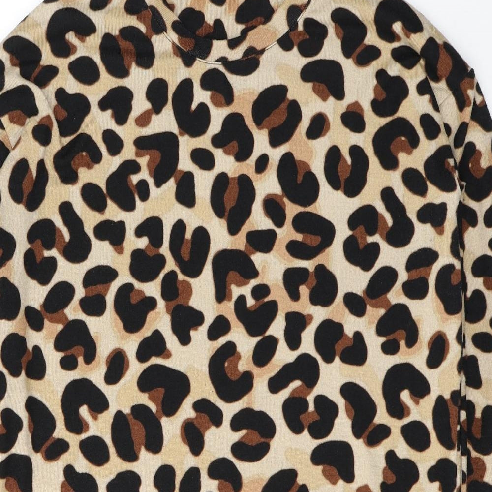 F&F Womens Beige Animal Print Polyester Jacket Dress  Size 12  Round Neck Pullover