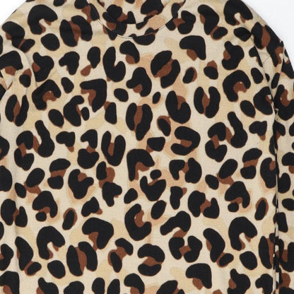 F&F Womens Beige Animal Print Polyester Jacket Dress  Size 12  Round Neck Pullover