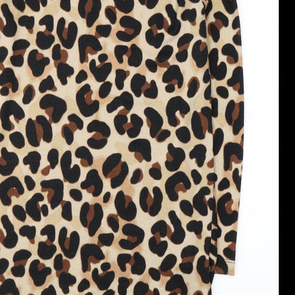 F&F Womens Beige Animal Print Polyester Jacket Dress  Size 12  Round Neck Pullover