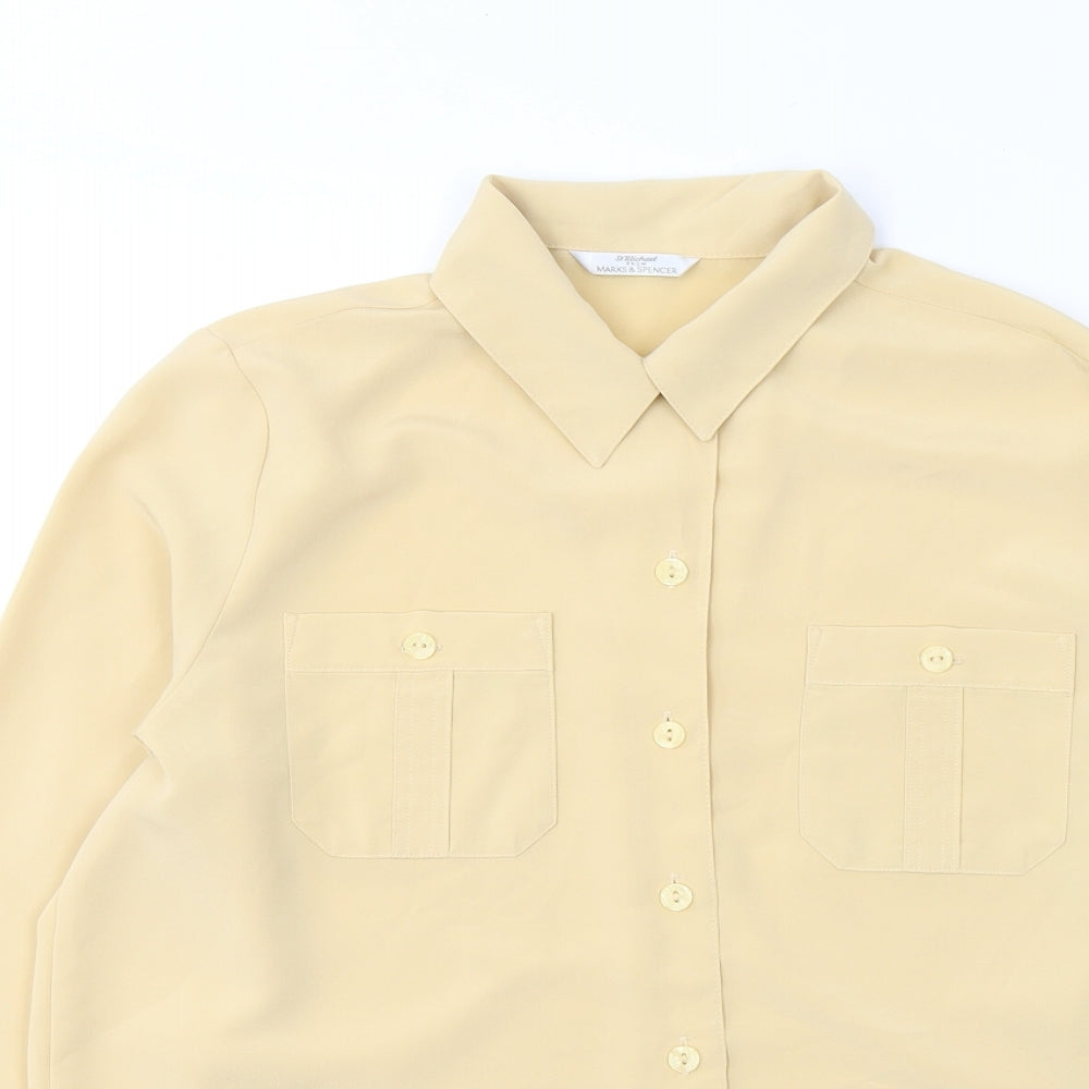 Womens UK Size 12 Marks and Spencer Beige Basic Button-Up