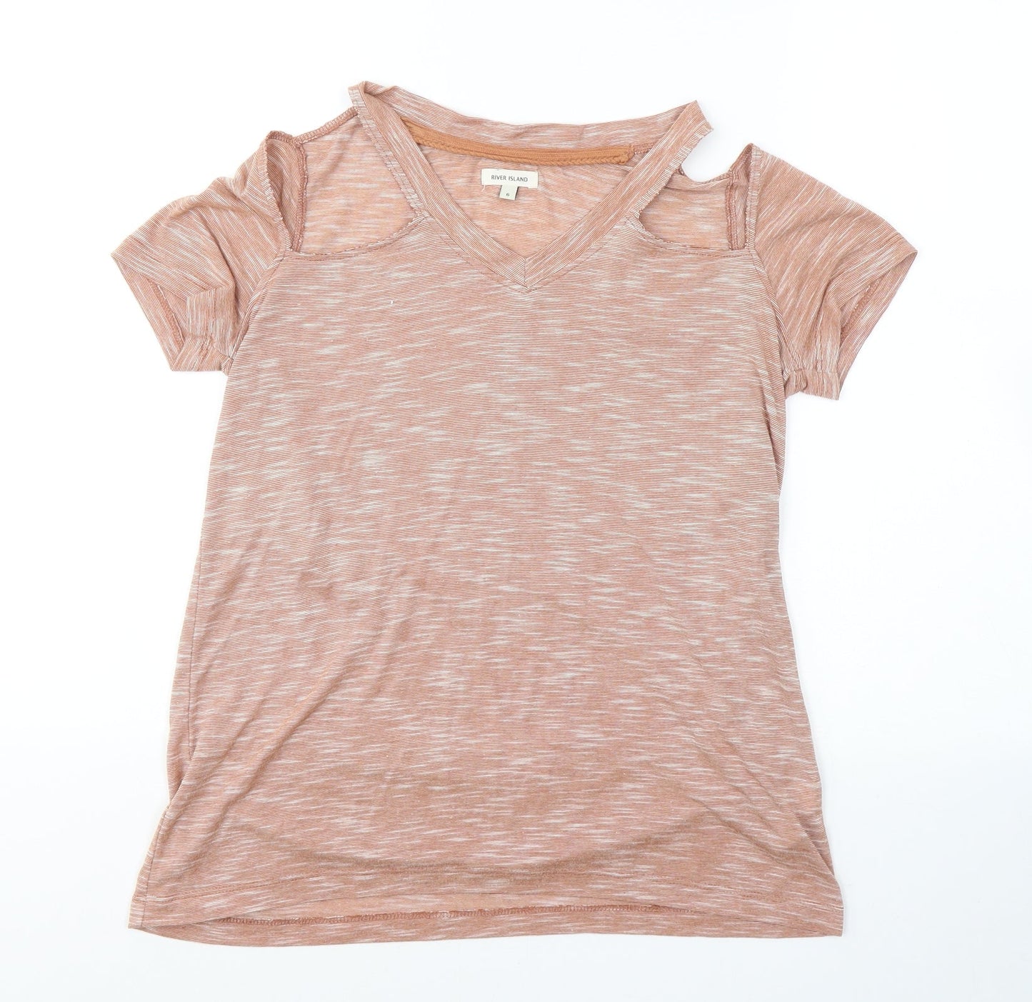 Womens UK Size 6 River Island Beige Basic T-Shirt