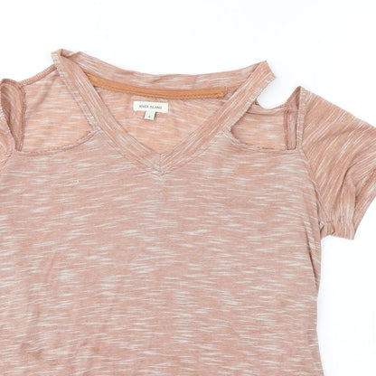 Womens UK Size 6 River Island Beige Basic T-Shirt