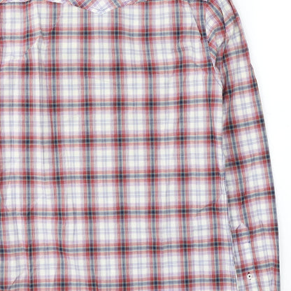 River Island Mens Red Plaid Cotton  Button-Up Size S Collared Button