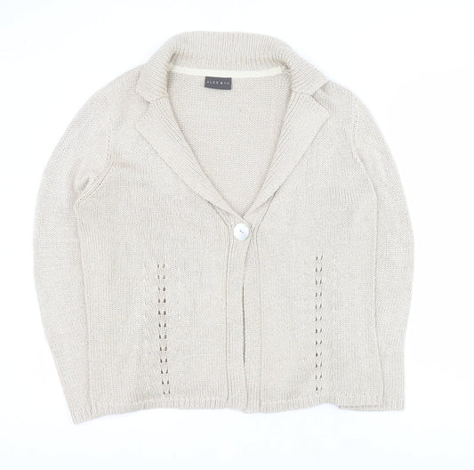 Alex & Co Womens Brown Collared  Acrylic Cardigan Jumper Size 14
