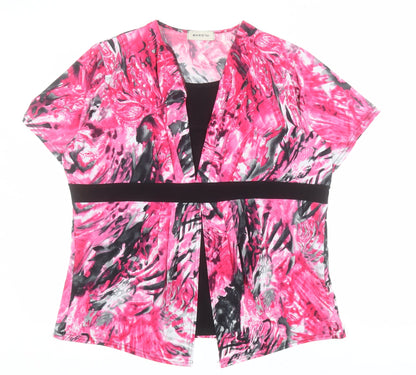 Womens UK Size M BASSINI Pink Basic T-Shirt