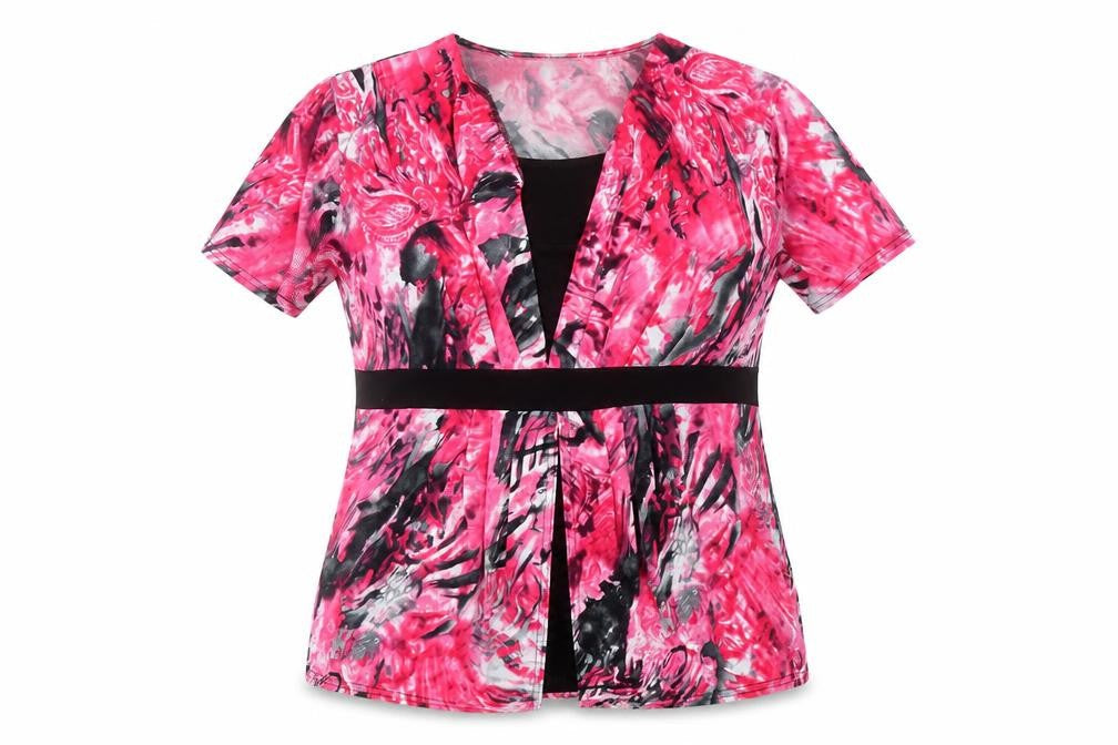 Bassini Womens Pink  Polyester Basic T-Shirt Size M Round Neck