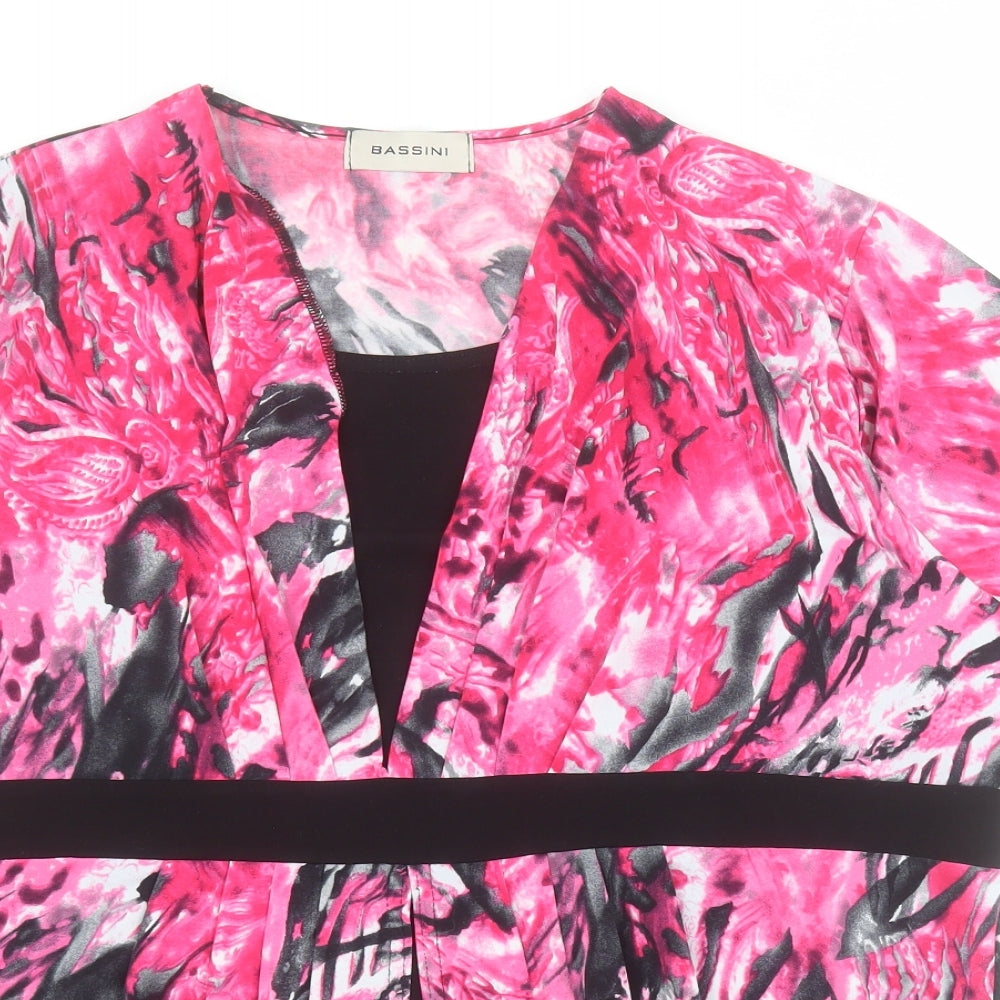 Womens UK Size M BASSINI Pink Basic T-Shirt
