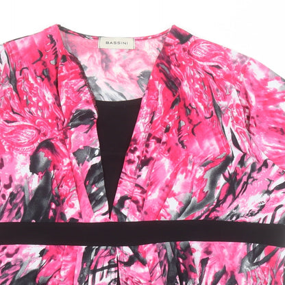 Womens UK Size M BASSINI Pink Basic T-Shirt
