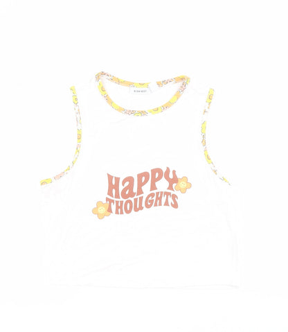 Womens UK Size M Neon Rose White Cropped Tank