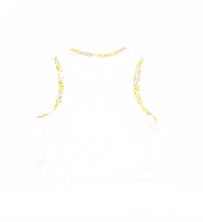 Womens UK Size M Neon Rose White Cropped Tank