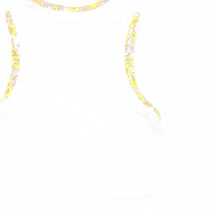 Womens UK Size M Neon Rose White Cropped Tank