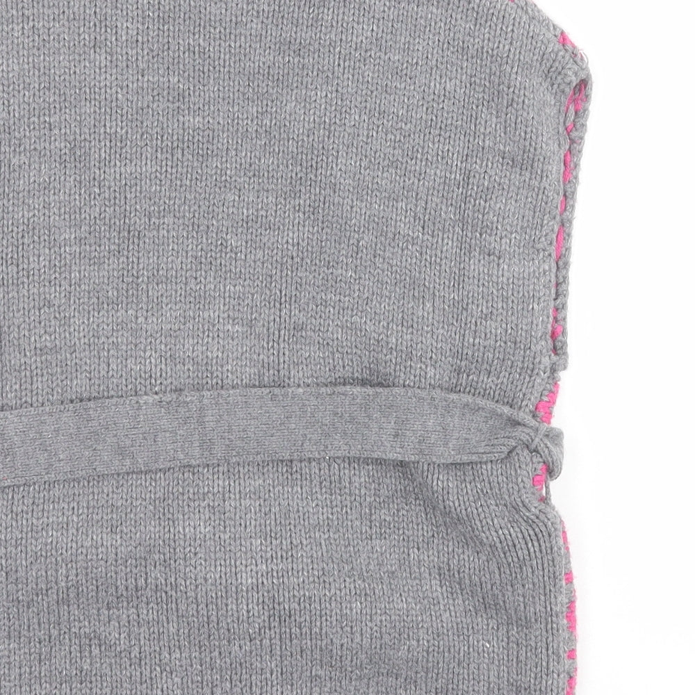 New Look Girls Grey V-Neck Fair Isle Acrylic Cardigan Jumper Size 3 Years  Snap