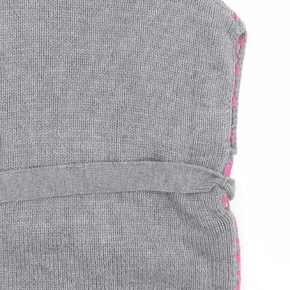 New Look Girls Grey V-Neck Fair Isle Acrylic Cardigan Jumper Size 3 Years  Snap