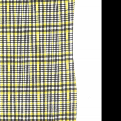 Brand and care label for SHEIN girls’ yellow plaid polyester mini, size 12, years square neck pullover