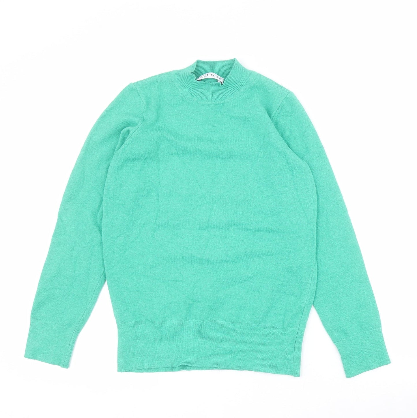 Gallery Womens Green Mock Neck  Viscose Pullover Jumper Size XS