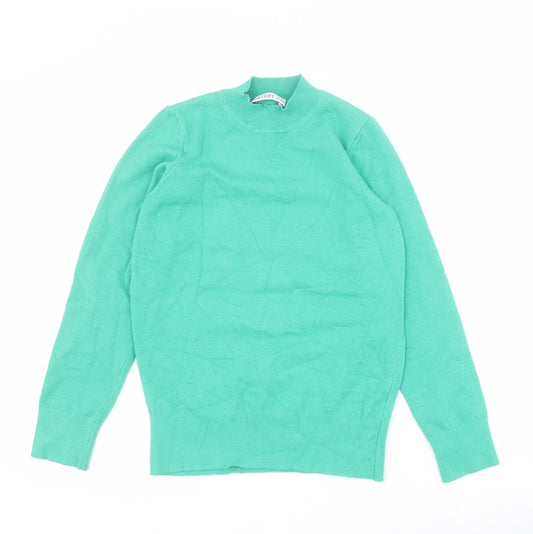 Gallery Womens Green Mock Neck  Viscose Pullover Jumper Size XS