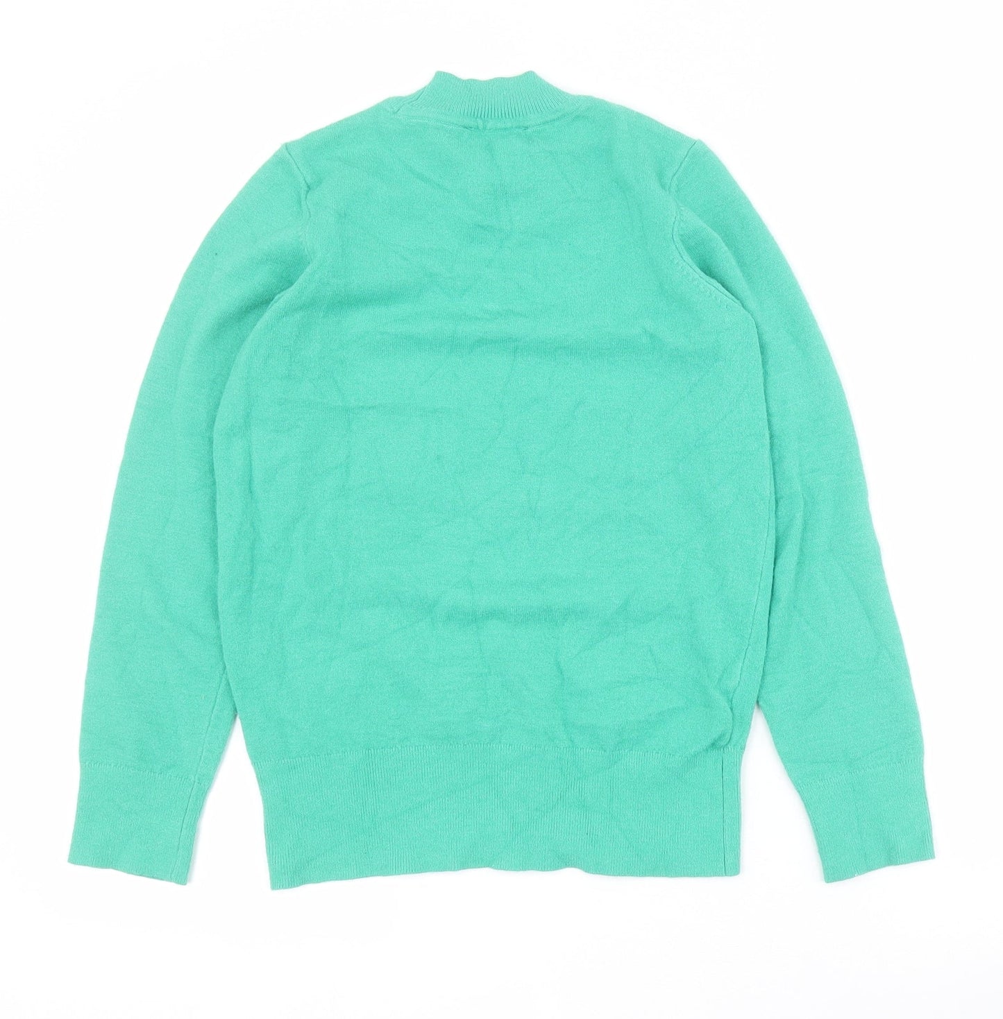 Gallery Womens Green Mock Neck  Viscose Pullover Jumper Size XS