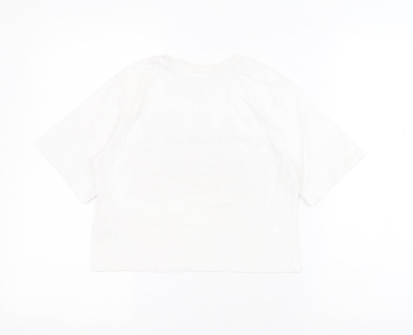 Matalan Girls White  100% Cotton Cropped T-Shirt Size 11 Years Crew Neck Pullover - Slogan