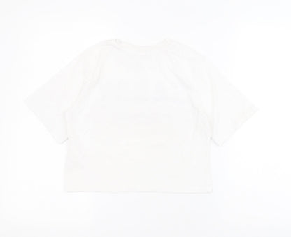 Matalan Girls White  100% Cotton Cropped T-Shirt Size 11 Years Crew Neck Pullover - Slogan