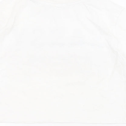 Matalan Girls White  100% Cotton Cropped T-Shirt Size 11 Years Crew Neck Pullover - Slogan