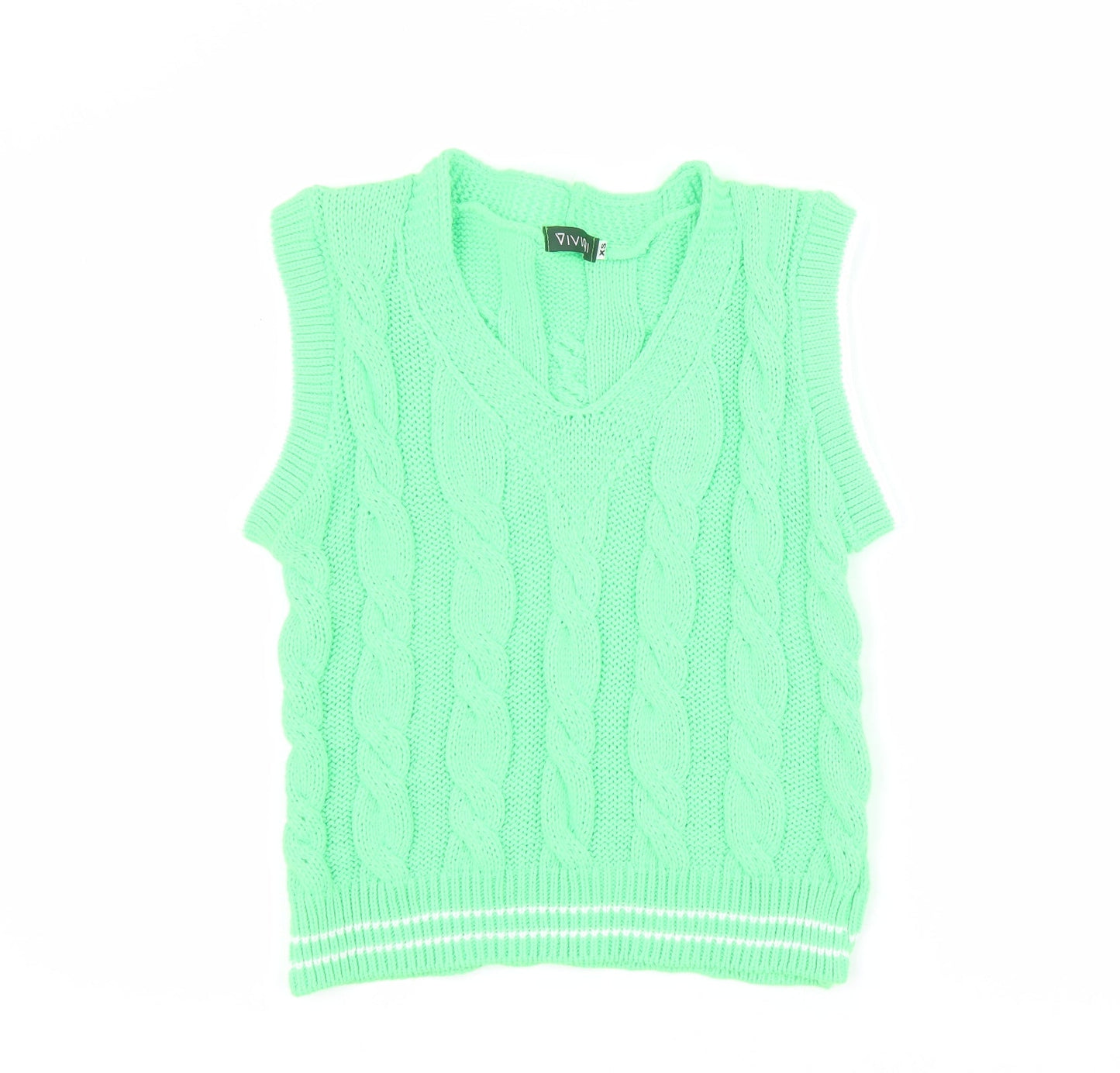 Vivichi Womens Green V-Neck  Acrylic Vest Jumper Size XS