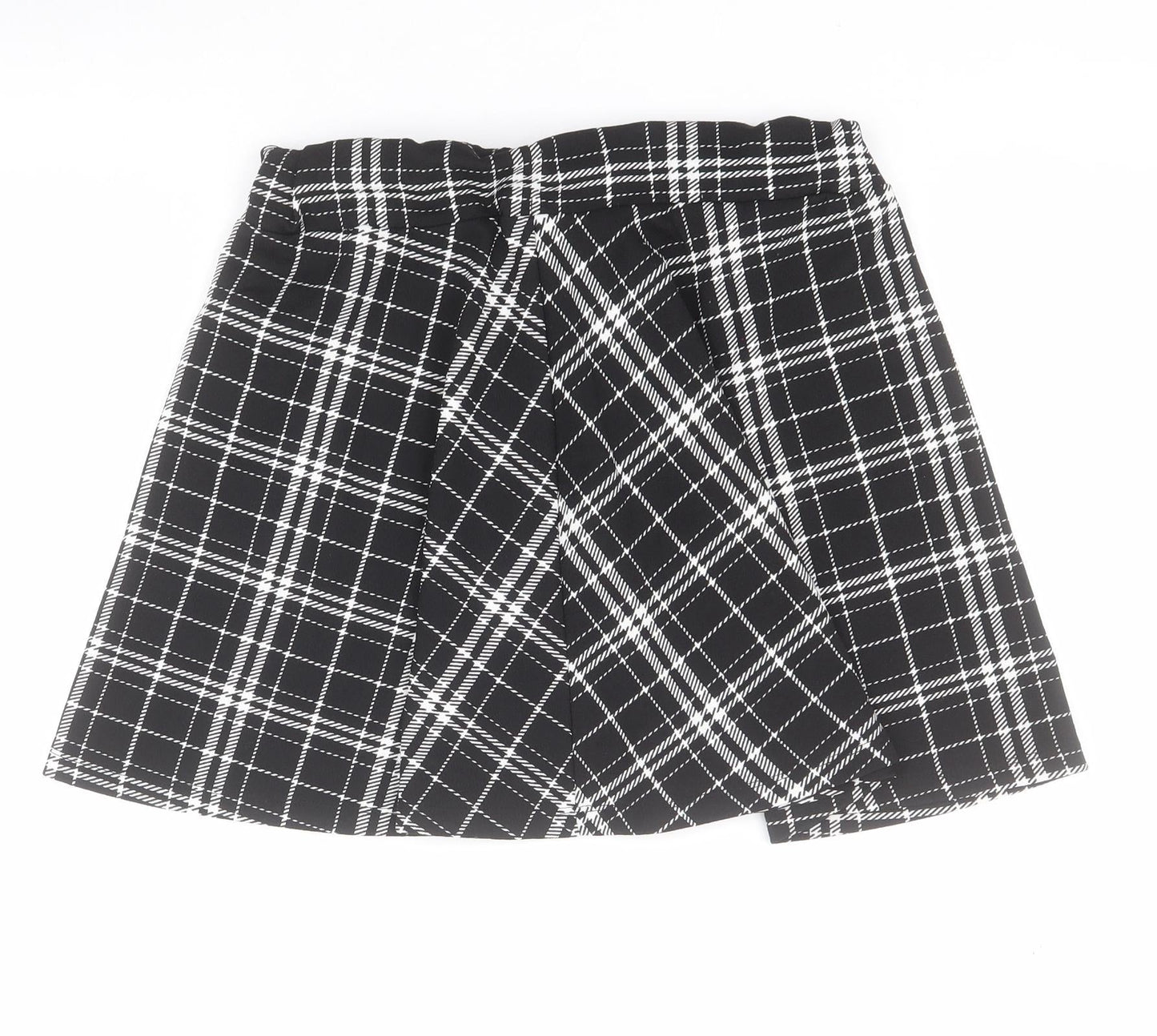 SheIn Womens Black Plaid Polyester Skater Skirt Size M