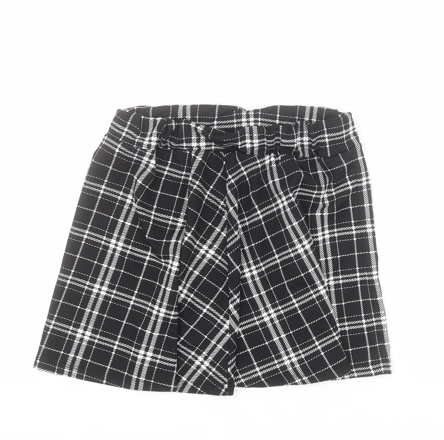 SheIn Womens Black Plaid Polyester Skater Skirt Size M