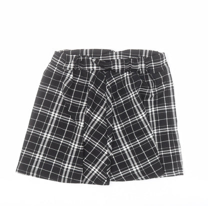 SheIn Womens Black Plaid Polyester Skater Skirt Size M