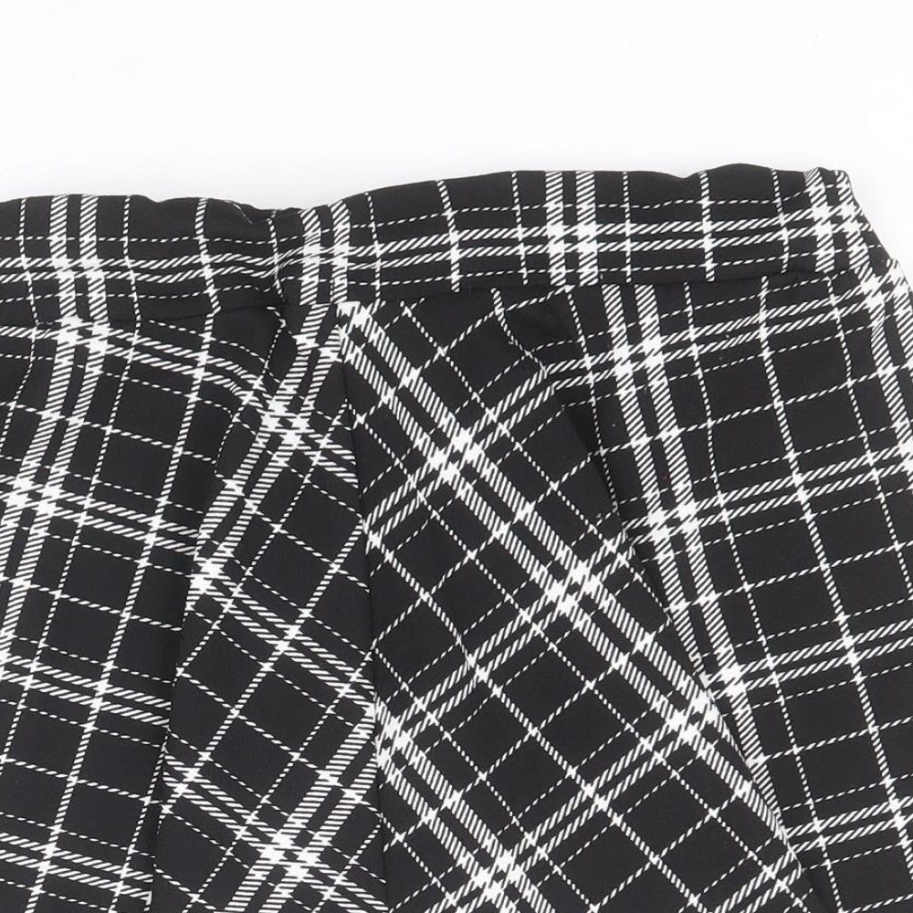 SheIn Womens Black Plaid Polyester Skater Skirt Size M