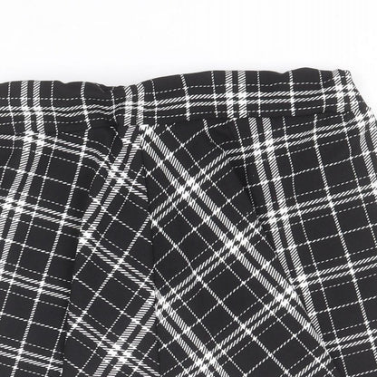 SheIn Womens Black Plaid Polyester Skater Skirt Size M