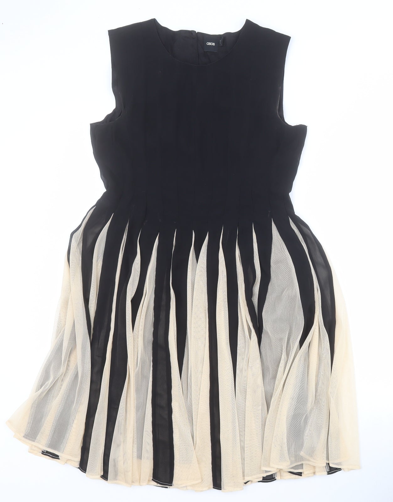 ASOS Womens Black  Polyester Fit & Flare  Size 10  Round Neck Button