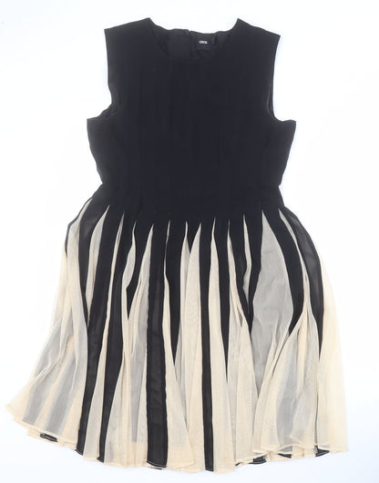 ASOS Womens Black  Polyester Fit & Flare  Size 10  Round Neck Button