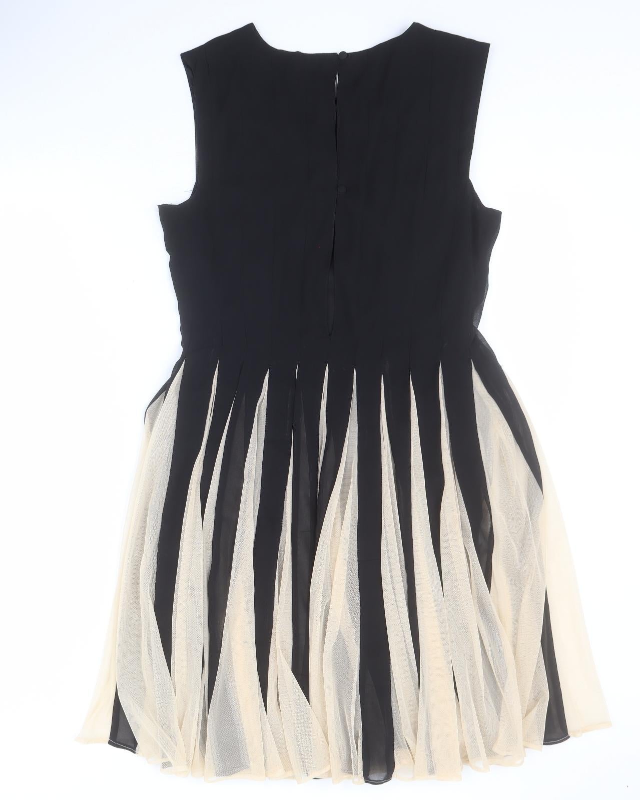 ASOS Womens Black  Polyester Fit & Flare  Size 10  Round Neck Button